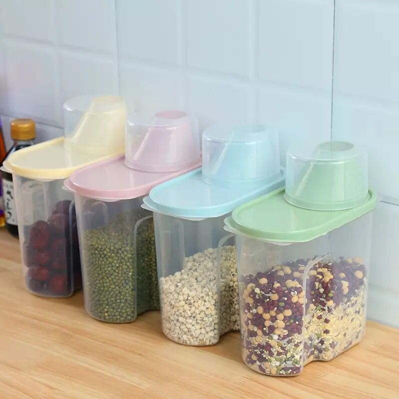 Large Capacity Airtight Dry Food Container, Cereal Flour Grain Food Storage Bottle, Durable Cereal Storage Sealing Can, BPA Free Clear Plastic Kitchen Cereal Bin Large Capacity Airtight Dry Food Container, Cereal Flour Grain Food Storage Bottle, Durable Cereal Storage Sealing Can, BPA Free Clear Plastic Kitchen Cereal Bin